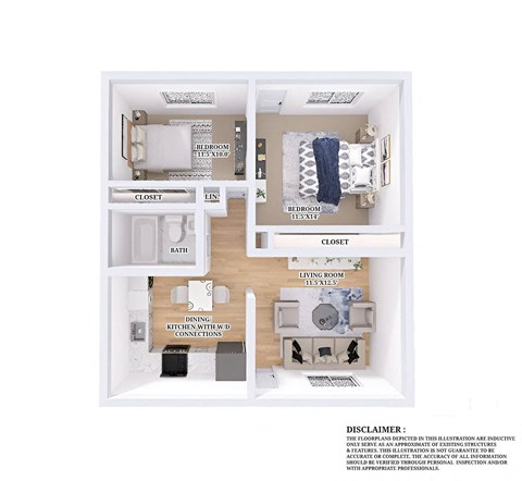 a typical floorplan of a 1 bedroom apartment